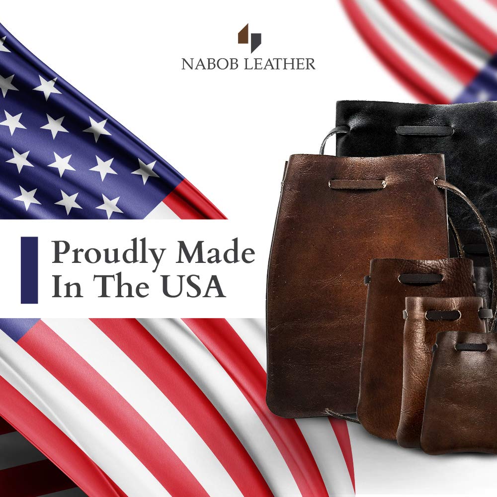 Nabob Leather Leather Drawstring Pouch, Coin Bag, Medicine Tobacco Pouch Medieval Reenactment Made in U.S.A