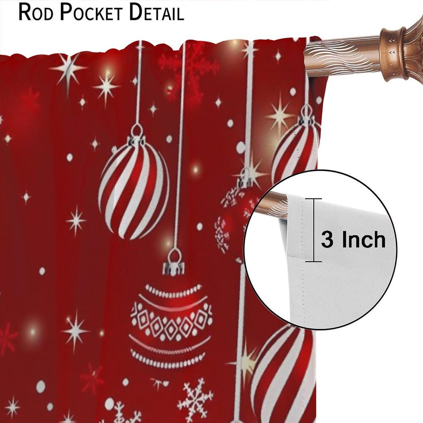 Red Christmas Snowflakes Curtain Merry Xmas Window Treatment for Living Room Bedroom Dining Home Decor Window Drapes 42" W X 45" L
