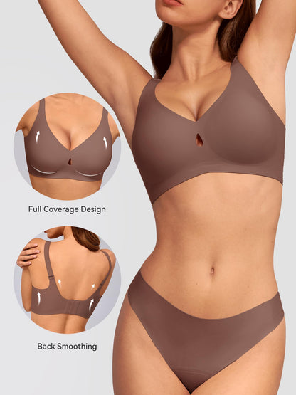 LUCKMEEY Bras for Women No Underwire Wireless Bras - Seamless Push Up Full Coverage Bralettes Comfortable Everyday Bra