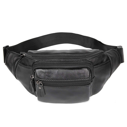 Polare Napa Leather Fanny Pack Waist Bag For Outdoor Travel Camping Cycling Running Black-Small