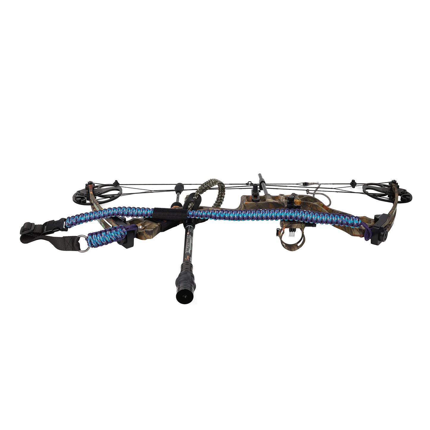 Sunya Paracord Compound Bow Sling with V2 Upgraded Magnetic Connection System. Lightweight Hands Free Shoulder Carrying Sling for Bow Hunting, Field Archery and 3D(Blackout)