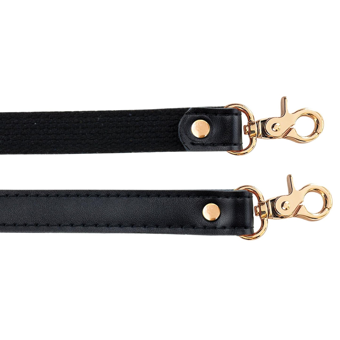 Allzedream Genuine Leather Purse Strap Sewing Canvas Replacement Handbag Shoulder Bag 2 Pcs (Black, Gold Hardware)