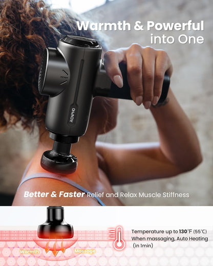 RENPHO Massage Gun Deep Tissue, Portable Percussion Massager for Back and Neck, Gifts for Men and Women, Handheld Device with Carry Case, Active Green