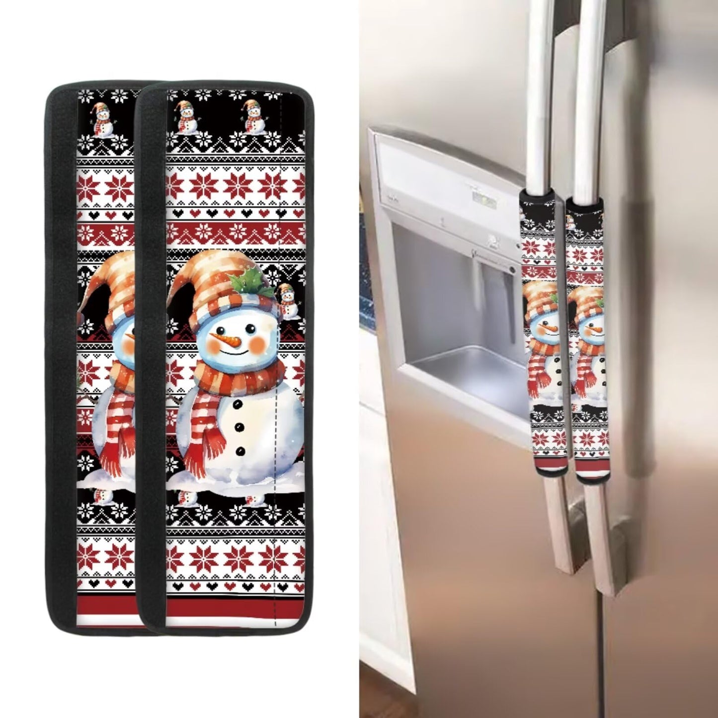 Yatixapu Refrigerator Door Handle Covers Set of 6, Christmas Snowman Appliance Handle Covers Fits Kitchen Refrigerator Microwave Oven Or Dishwasher, Protect Antiskid Washable Decor Cloth