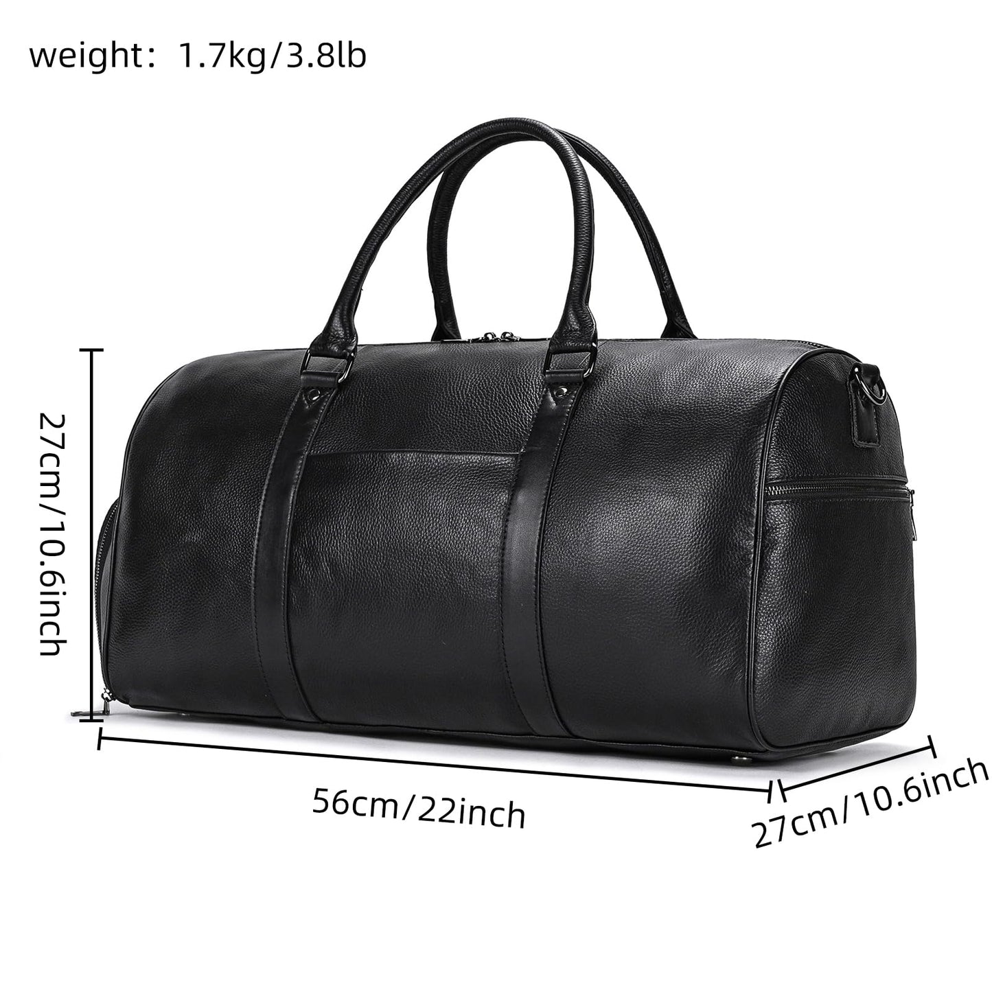 Genuine Leather Travel Duffel Bags for Men and Women Overnight Weekend Leather Bags Sports Gym Duffle, 9428 Black
