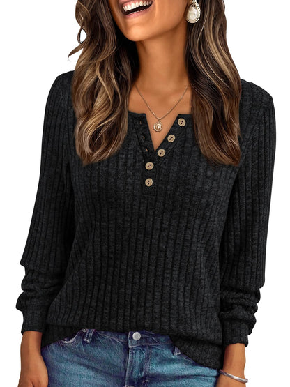 AUTOMET Long Sleeve Henley Shirts Women's Business Casual Lightweight Tunic Sweater Tops