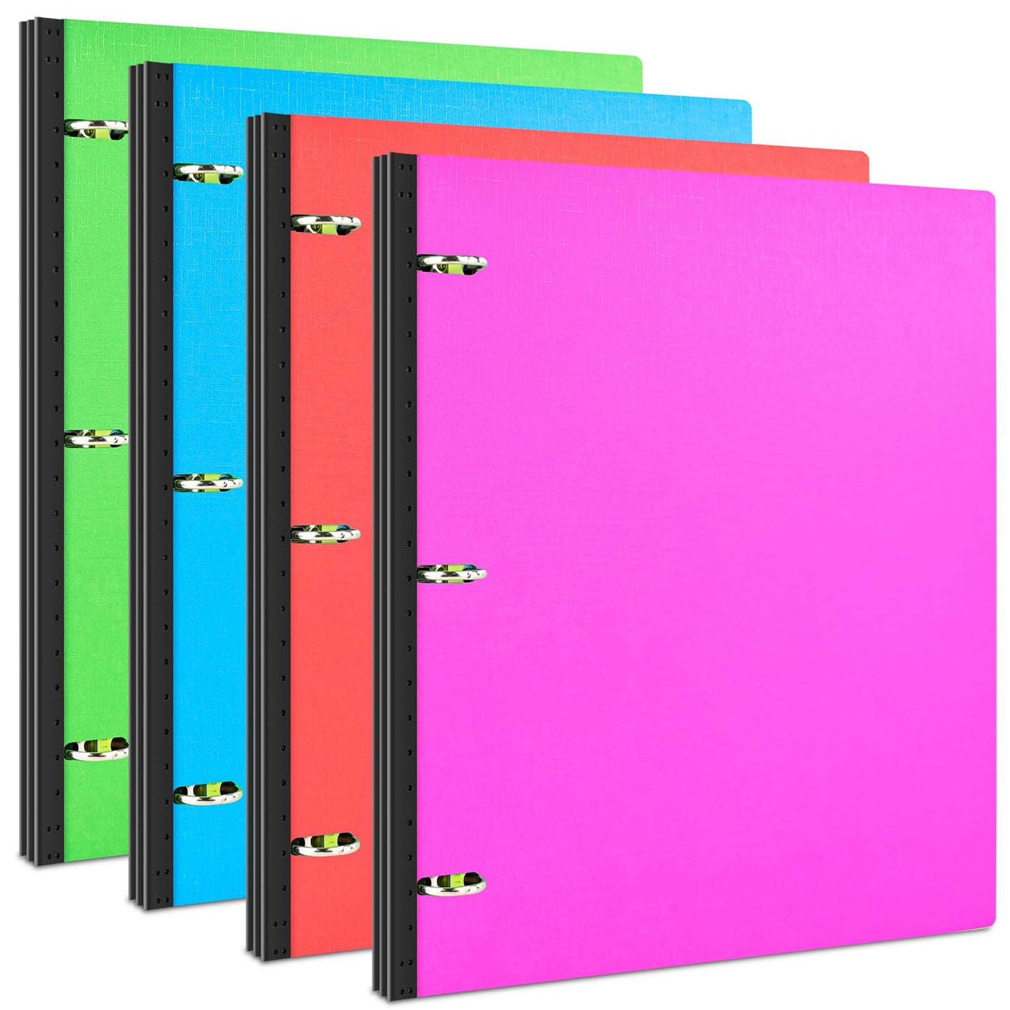 INFUN Telescoping 3 Ring Binder - 4PCS, Portable Plastic 3 Ring Binder with Telescoping Spine, Binders with Foldable Front Cover Holds 8.5"x11" Paper for School, Office, Homes
