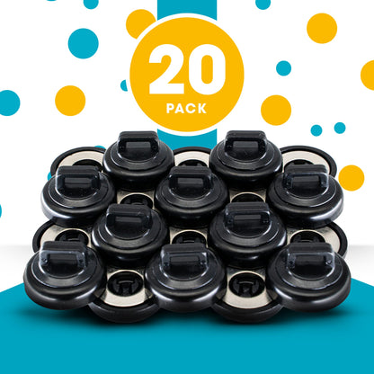 HATSBI. Multipurpose Magnetic Cable Zip Tie Mounts. Black. (20 Pack). 20 Black Cable Zip Ties Included. Cable Holder for Cable Management. Holds Standard Zip Ties/Cable Ties.