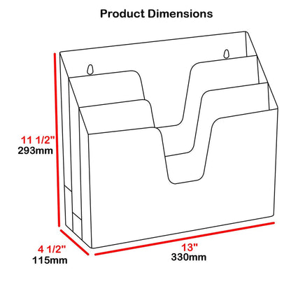 Acrimet Horizontal Triple File Folder Holder Organizer, Open Top Desktop Document Sorter for Letter Size Papers & Folders, Plastic (Clear Crystal)