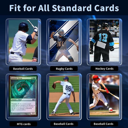 200 Card Sleeves Hard Plastic, Premium Baseball Card Sleeves, 3" x 4" Trading Cards Holder, Sports Football Game Cards Protectors Top Cases (100 Hard Sleeve + 100 Soft Sleeve)