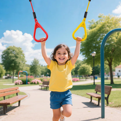 PELLOR Gymnastic Ring, Ninja Rings, Monkey Bars Adjustable Children's Home Gym Equipment, Pull Up Rings Sets for Workout Bodyweight Fitness Training