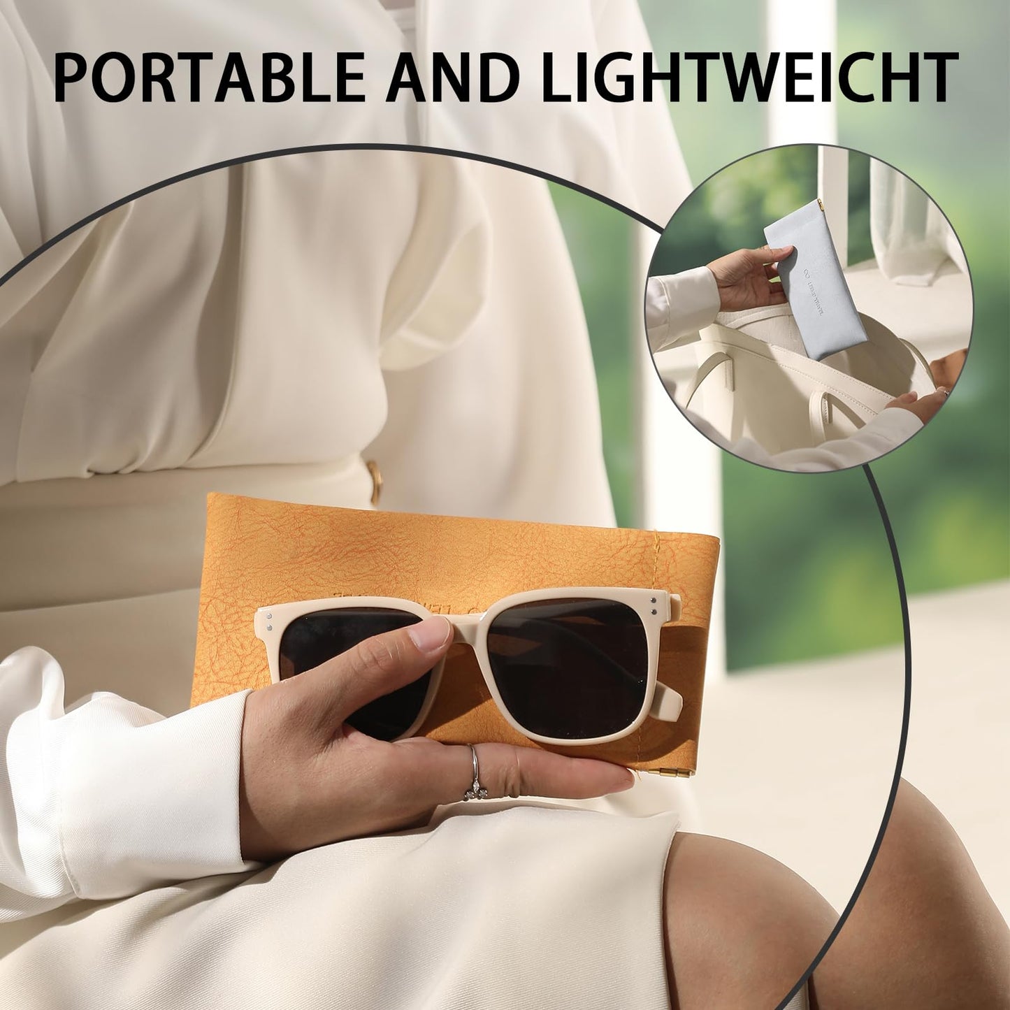 RIGHT AWAY 3Pcs Sunglasses Case Soft Glasses Case,Squeeze Top Eyeglass Case PU Leather Glass Pouch Bag for Women Girs,Slim Glasses Sleeve,Portable Sunglass Holder for Purse(Orange+Blue+Pink)