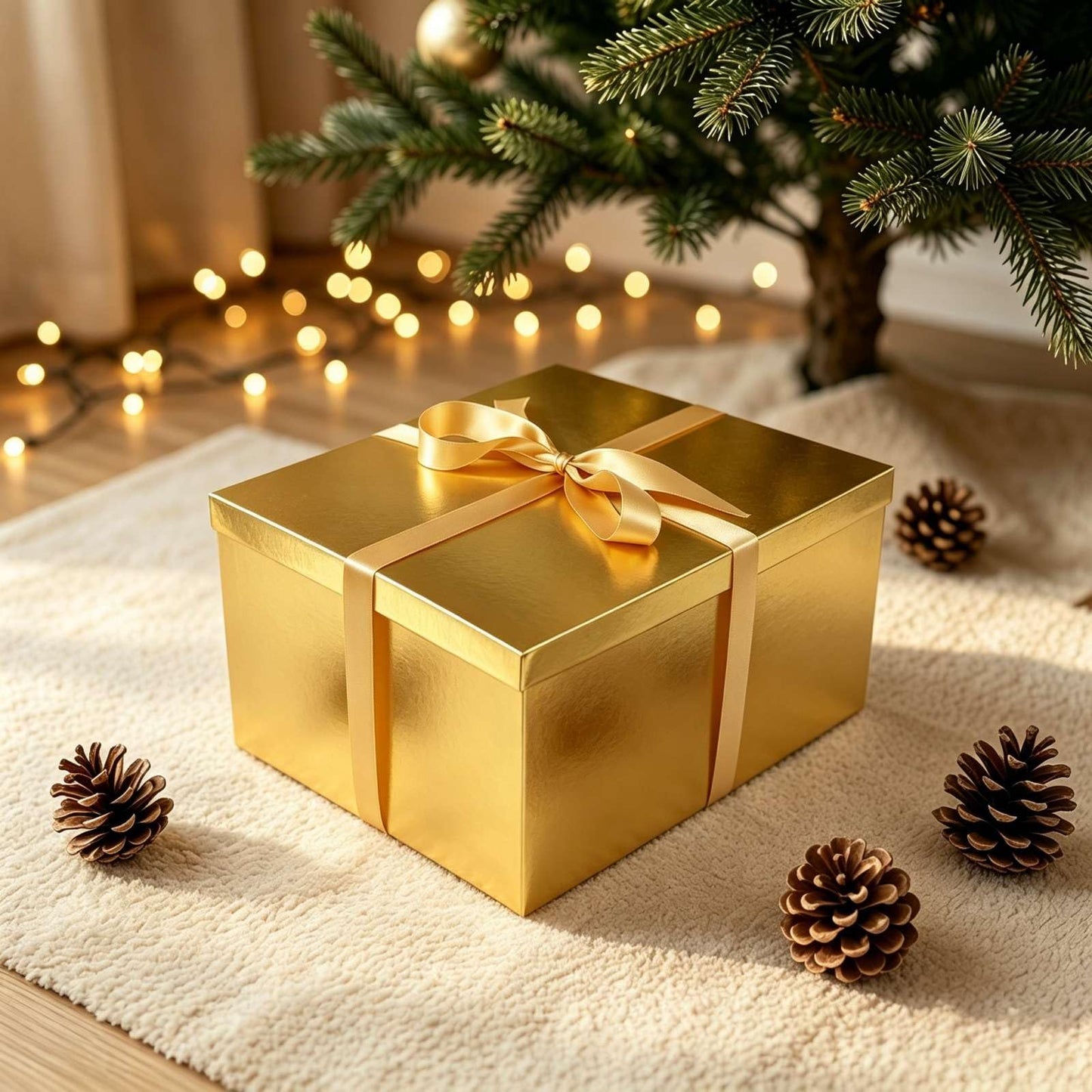 BoxSkivra Large Gift Box 16x12x8 Inches，Gold Gift Box with Lid for Christmas，Anniversary，Birthday，Luxury Boxes with Crinkle Paper，Ribbon，Alphabet Stickers