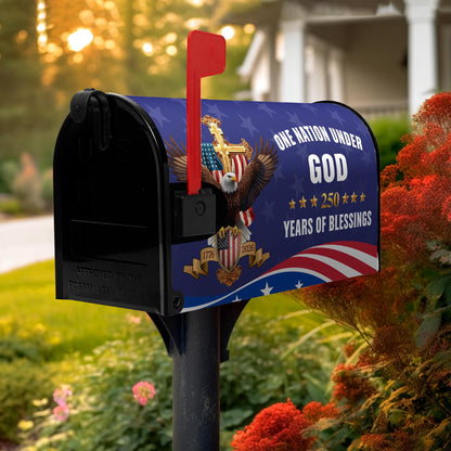 Ancordivo 4th of July Patriotic Mailbox Covers Magnetic Standard Size 21 x 18 Inch 250th Anniversary 1776-2026 One Nation Under God Mailbox Wraps Post Letter Box Cover for Garden Yard Decor