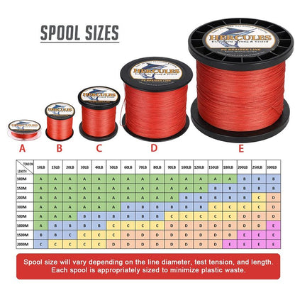 HERCULES Super Cast 300M 328 Yards Braided Fishing Line 60 LB Test for Saltwater Freshwater PE Braid Fish Lines Superline 8 Strands - Red, 60LB (27.2KG), 0.40MM