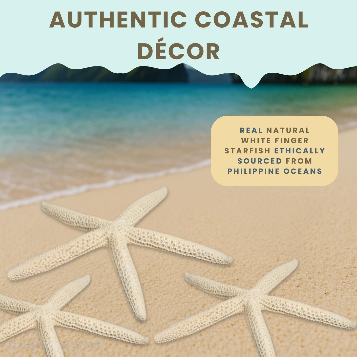 Starfish Decor - Star Fish for Craft - 10pk Uniquely Shaped 6-8" White Real Sea Stars - Beach Wedding Decor - Coastal Party Decorations