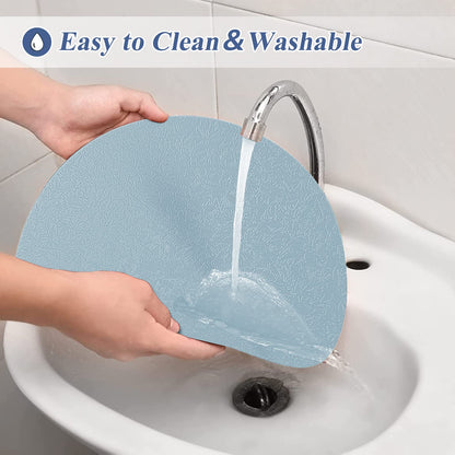 YUNJUER Round Silicone Table Mats(34cm) and Coasters(10cm) Set of 4, Heat-Resistant 450 °F Place mats, Non-Slip and Washable, Place Mats for Hotel, Restaurant, Kitchen Glass Dining Table, (Light Blue)