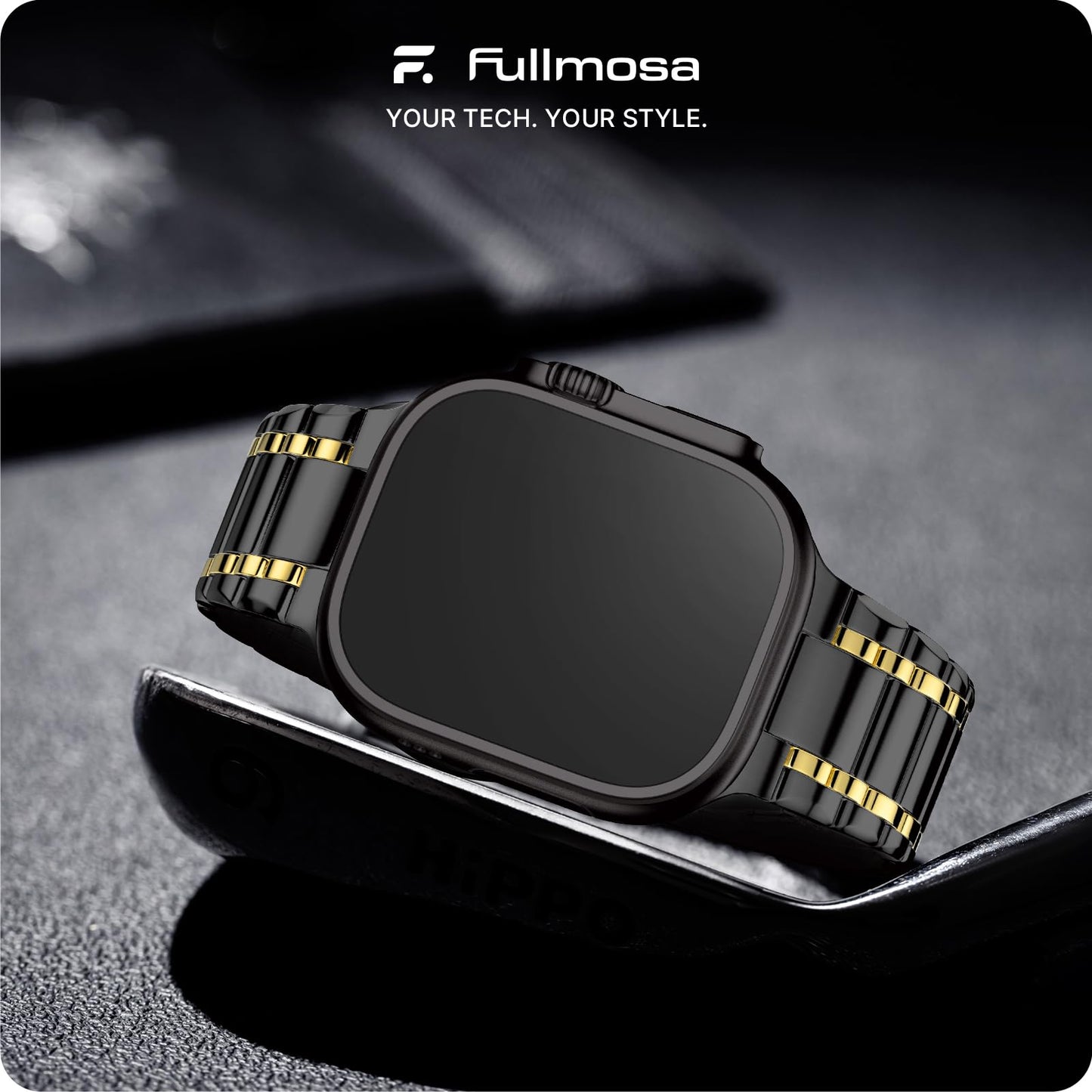 Fullmosa Bands Compatible with Apple Watch Band 49mm Ultra3 2 1, Stainless Steel iWatch Band with Case for Apple Watch, Black and Gold