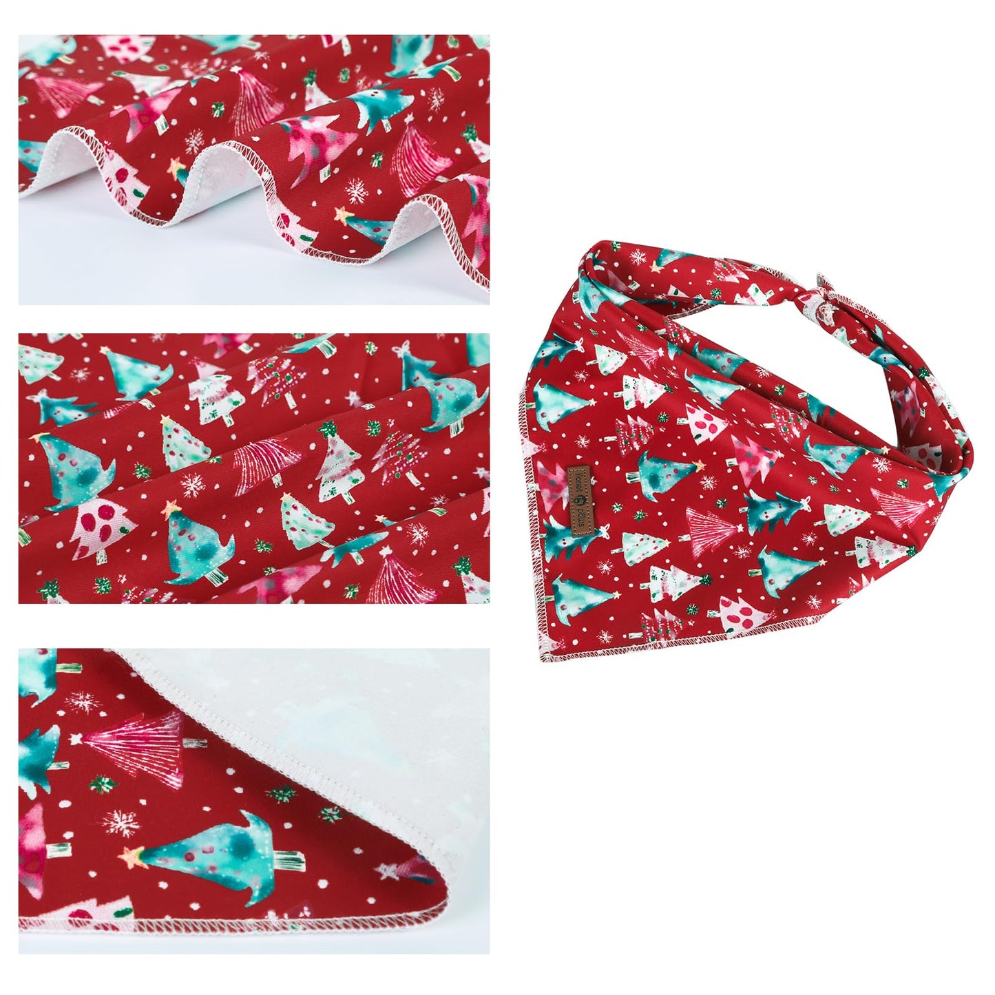 lionet paws Christmas Dog Bandana,Christmas Tree Fabric Dogs Kerchief for Small Medium Dogs,Dog Cotton Red Triangle Bibs Scarf for Girl Boy
