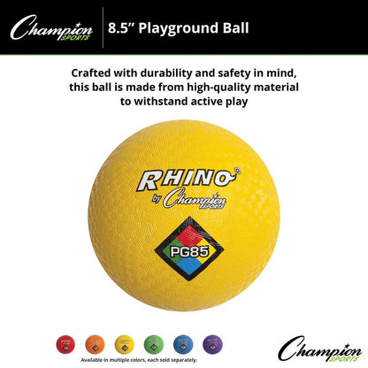 Champion Sports Rhino Playground Balls 8.5"D - Two Ply, Nylon Wound, YELLOW