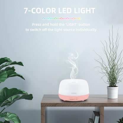 300ML Essential Oil Diffuser with 7-Color LED Lights and Remote Control, Modern Minimalist Design, High-Efficiency Ultrasonic Mist Aromatherapy Diffuser for Home
