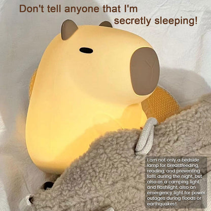 YR YRHH-PET Capybara Cute Night Light, Squishy Capybara Lamp Novelty Gifts Toys, Rechargeable Dimmable Silicone LED Nightlight For Kids, Funny Light Up Capibara, Baby Nursery College Dorm Kawaii Décor