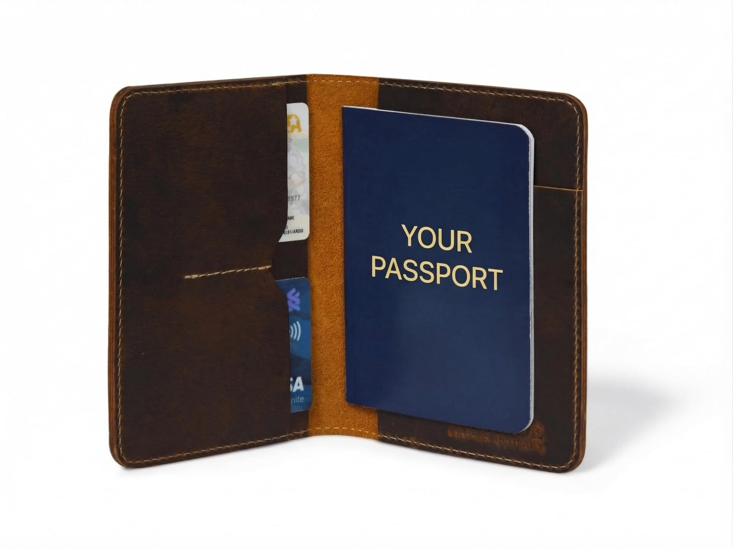Rustique Leather Passport Holder Collection - Handmade Travel Wallet & Organizer - Full Grain Crazy Horse Leather Covers for Men & Women (Multiple Styles) (Document Organizer - Tobacco & Honey)