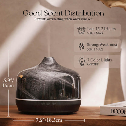 Porseme 500ml Essential Oil Diffuser, Aroma Ultrasonic Humidifier with Remote Control, BPA Free, Auto Shut-Off, Timer Setting for Large Room Sleeping Yoga