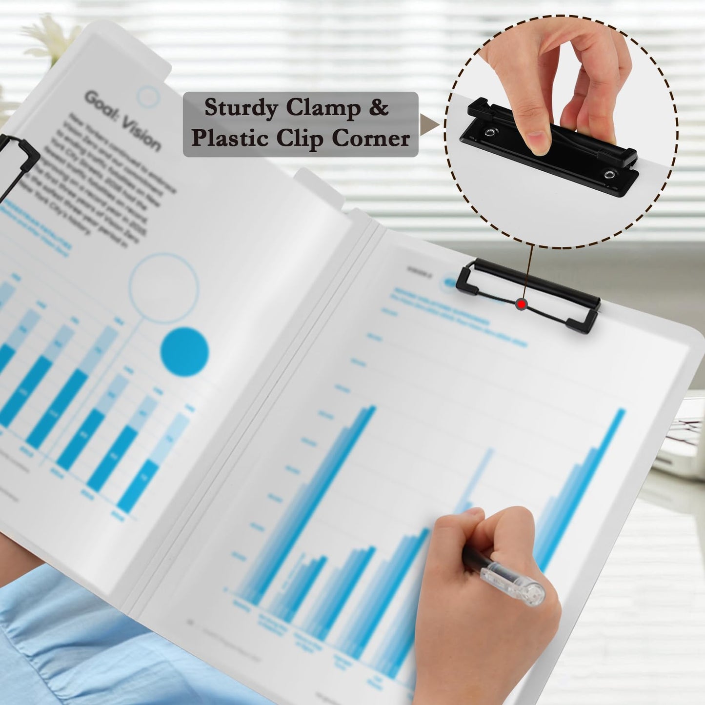 Fighter Jet Painting Folding Clipboard Folder Binder Clip Board with Double Low Profile Clip Waterproof for Business Office 360° Foldable
