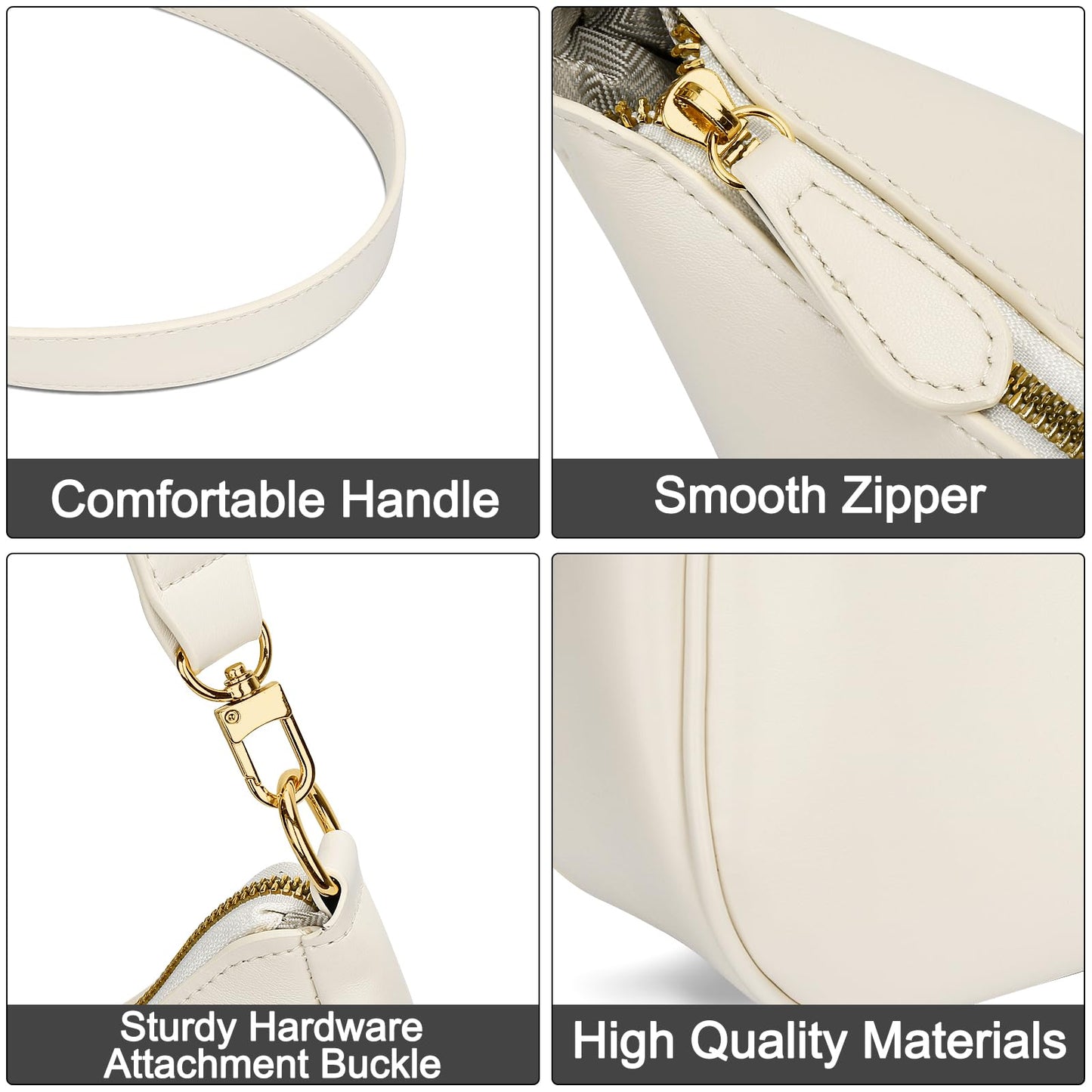 KKXIU Shoulder Bag for Women Cute Hobo and Tote Handbags Retro Clutch Underarm Purse with 2 Removable Straps (Beige)