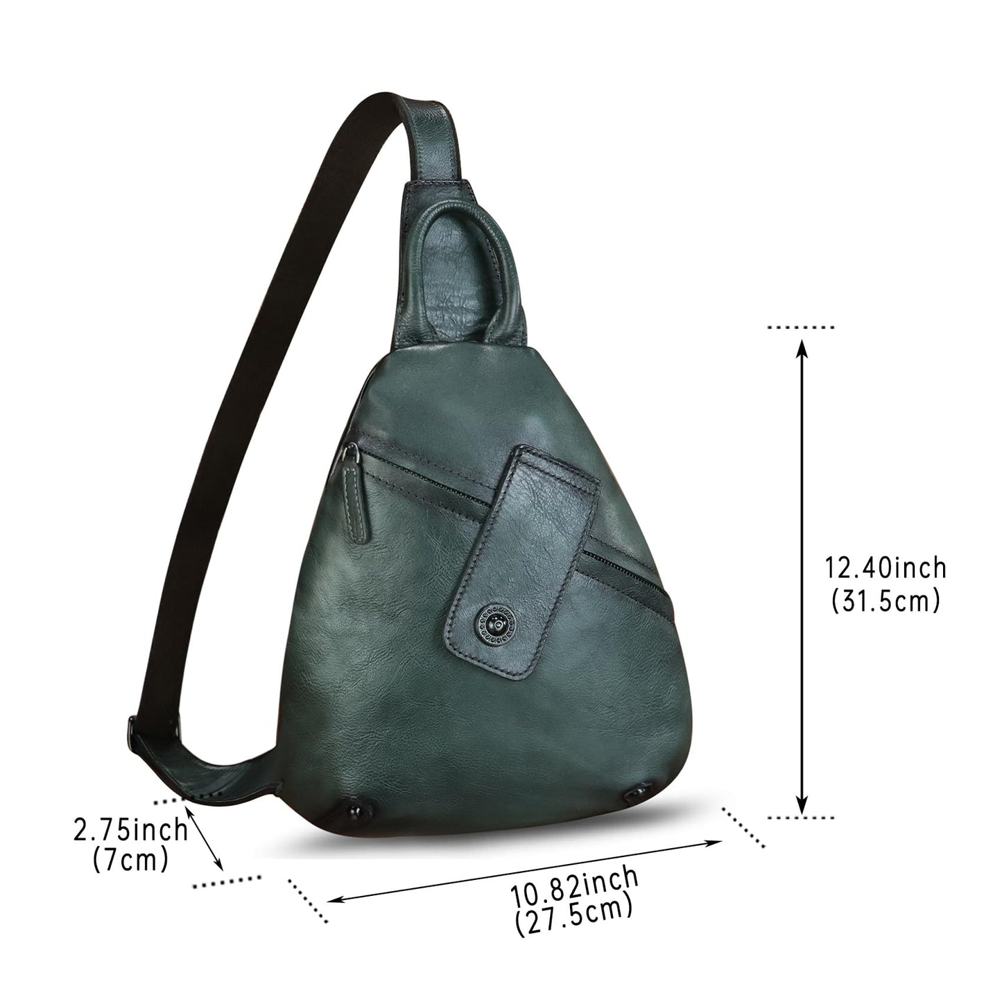 IVTG Genuine Leather Sling Bag for Men and Women Classical Real Leather Sling Backpack Purse Crossbody Bag for iPad Pro 11 inch (Darkgrey)