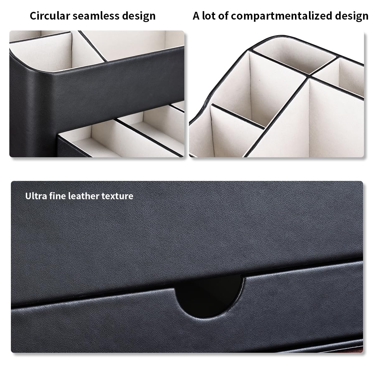 KINGFOM Desk Organizer with Drawer, Multifunction Pencil Holder for Desk, Desk Organizer and Accessories 5 Compartments for Home Office Supplies (Black)
