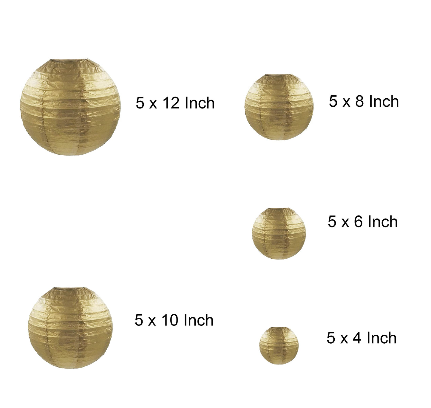 25 Pack Paper Lanterns, Sizes of 4", 6", 8", 10", 12", Hanging Lanterns Decorations Ball Lanterns for Home Decoration, Birthday Party and Wedding Decorations (Gold)