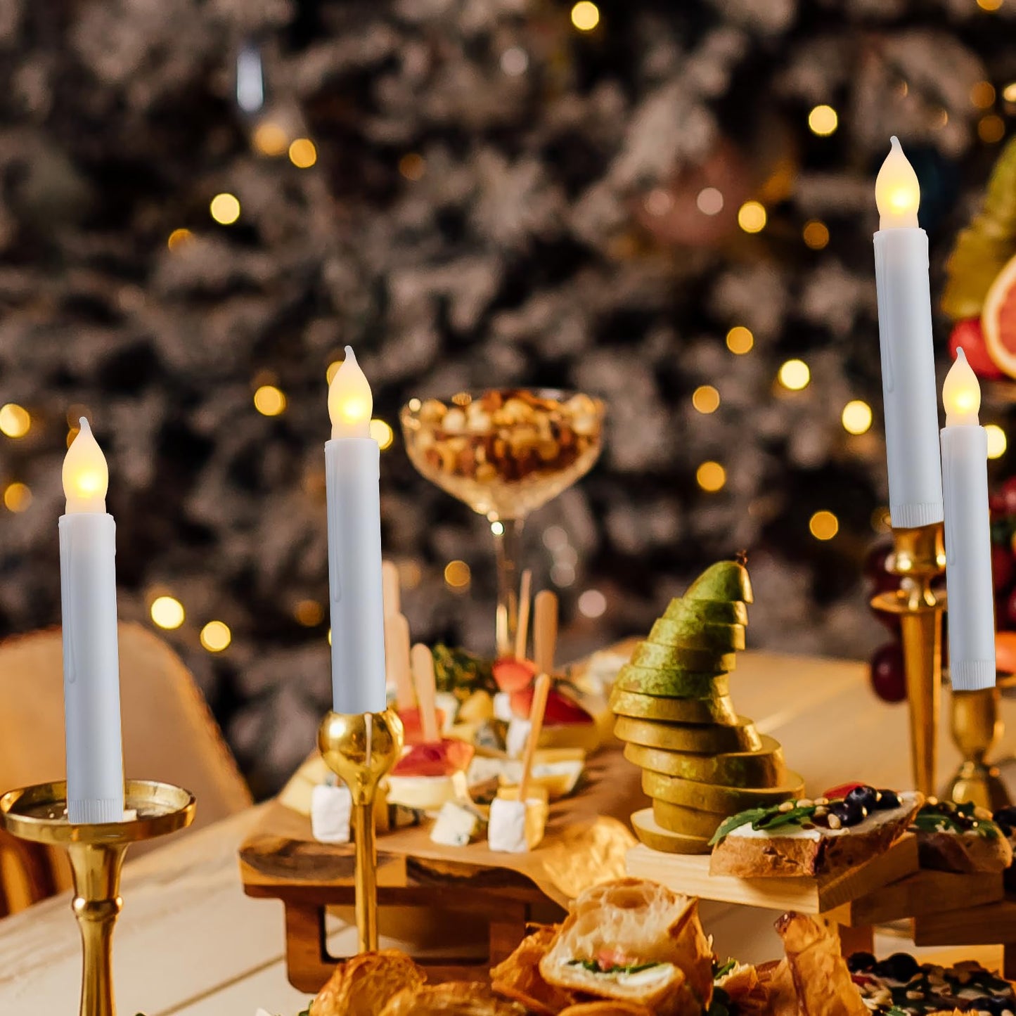 VIHOSE 200 Pcs 6.5 inch Flameless LED Taper Candles - Battery Operated Flickering LED Candles with Warm Yellow Light for Wedding, Church, Christmas, Halloween