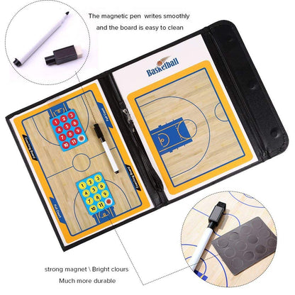 Zosebffej Basketball Coach Tactic Board,Foldable Erasable Coaches Strategy Clipboard,Training,Game Plan and Coach&Referee Study Accessory