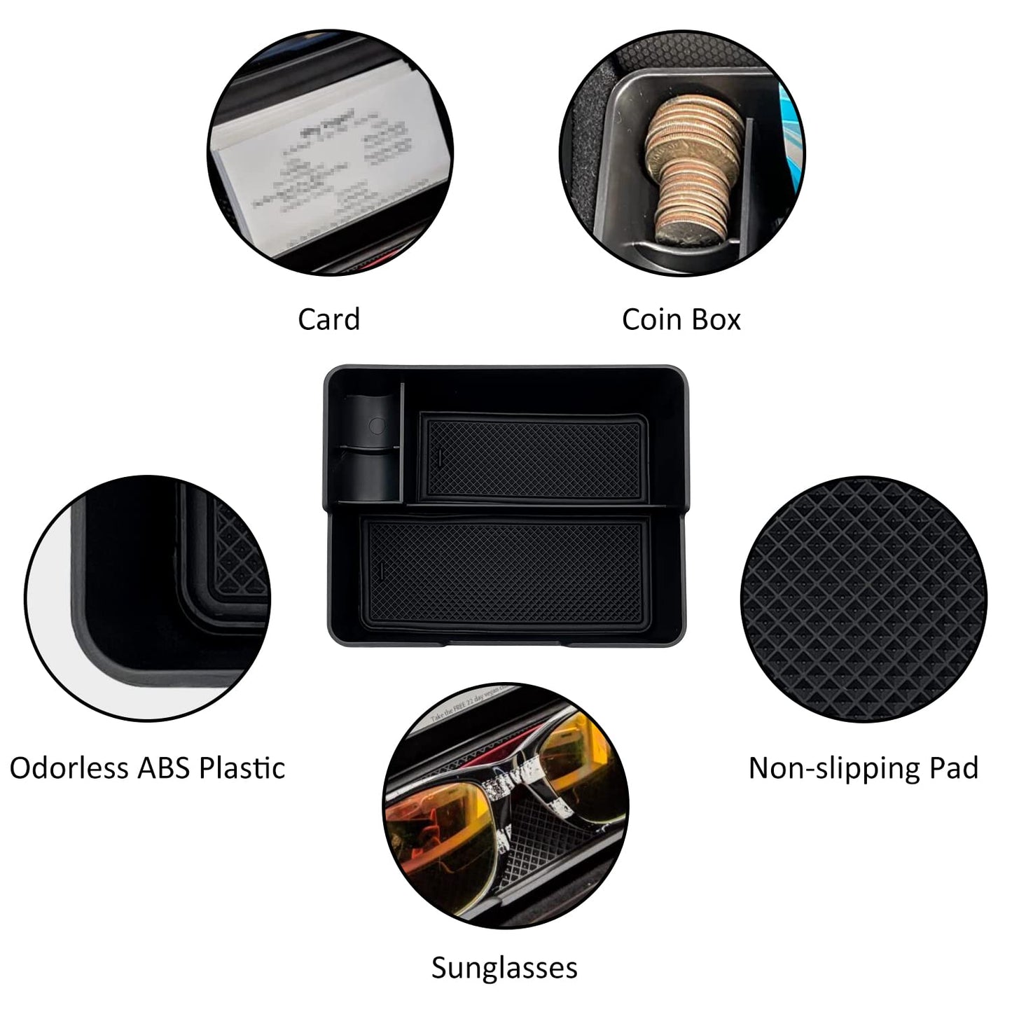 JOJOMARK Compatible with Tesla Model 3/Y Accessories Center Console Organizer Tray Fits for Tesla Model 3 2017 2018 2019 2020 /Model Y 2020 （The cover closed Rotary version）