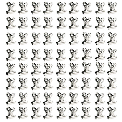 XMHF 72Pcs Mini Bulldog Clip, Silver Stainless Steel File Money Binder Clips Clamps/Metal Food Bag Paper Clips for Paper Organizers, Photo Wall Decoration, Home and Office Decoration, 0.87inch Wide