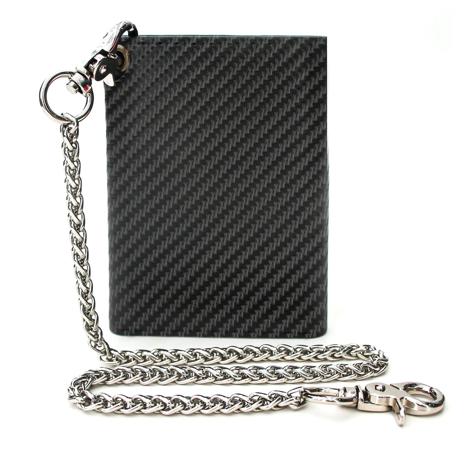 boshiho Real Leather RFID Blocking Bifold Wallets for Men Double Zipper Coin Pocket Purse with Anti-Theft Chain (#01 black)