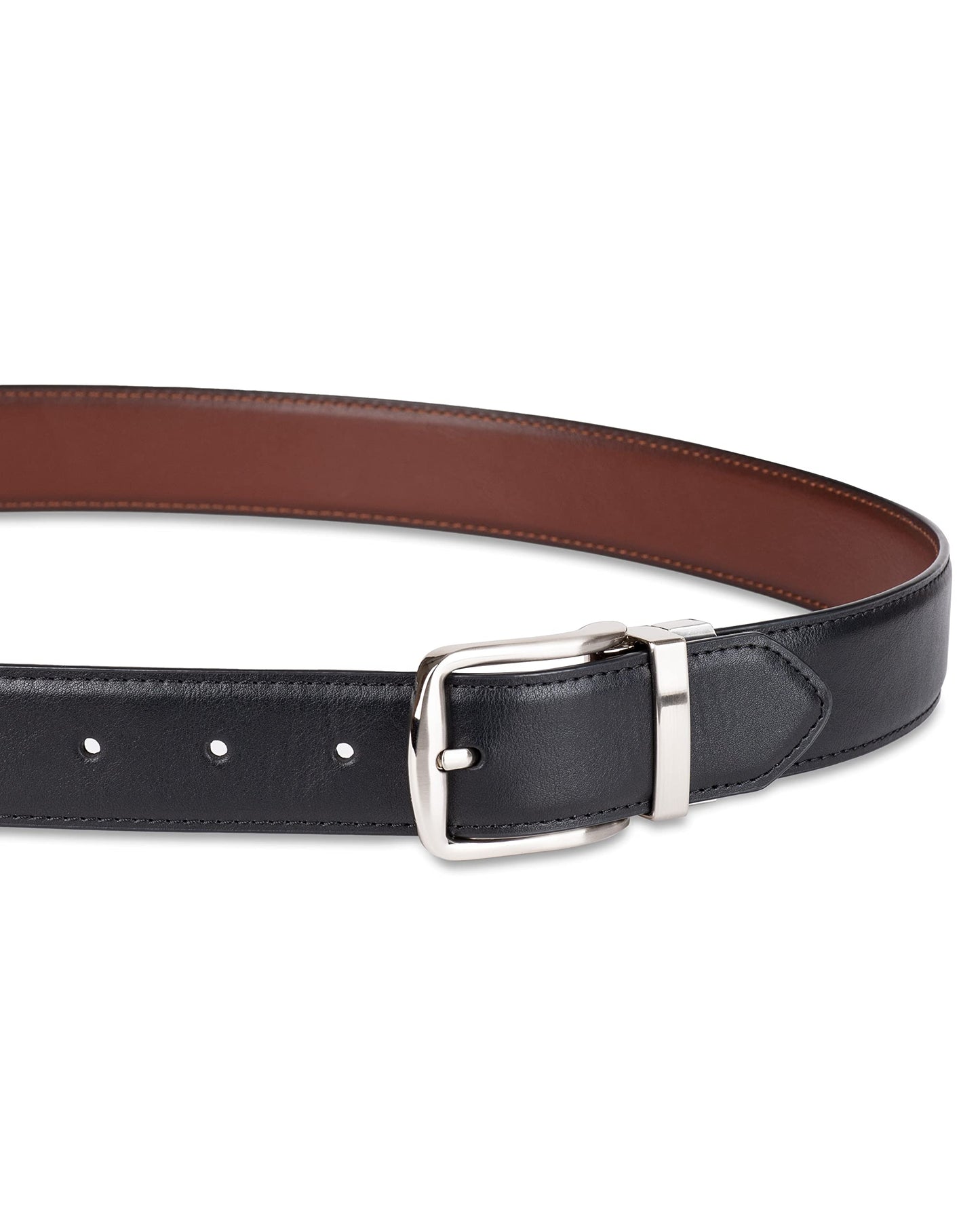 Amazon Essentials Men's Reversible Dress Belt, Black/Chestnut Brown, 38