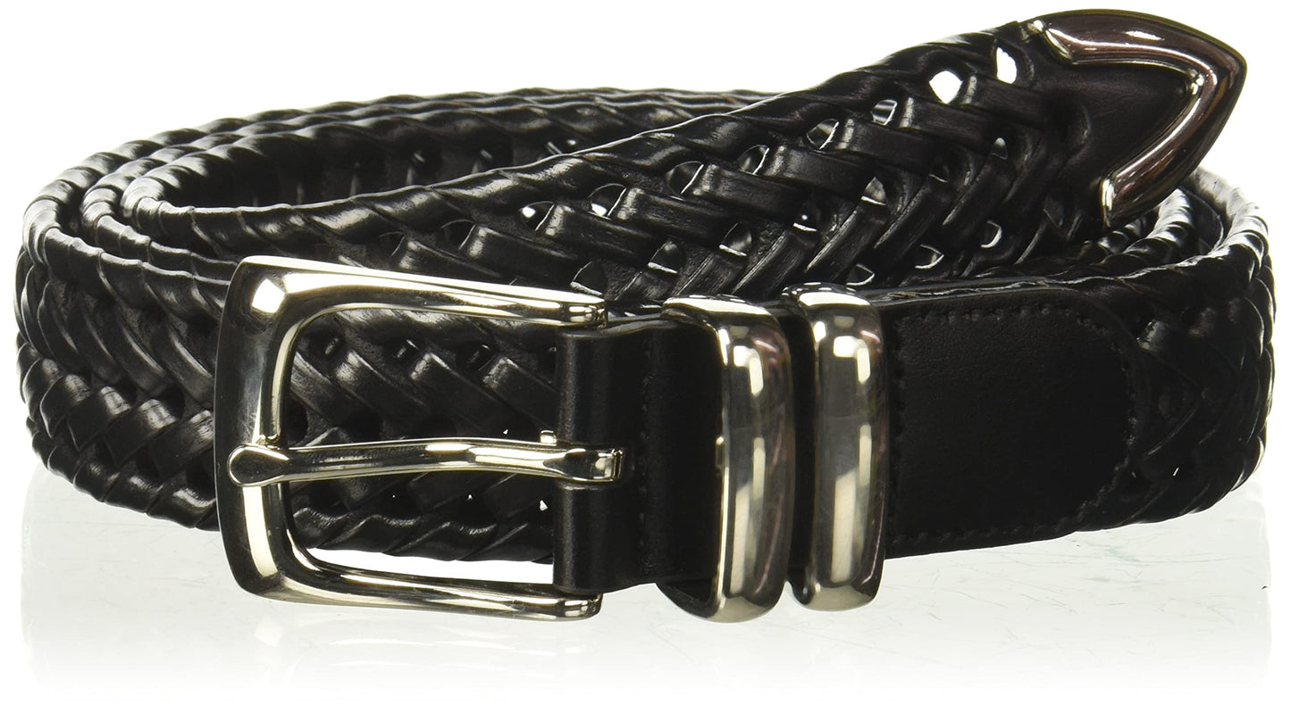Perry Ellis Men's Portfolio Braided Leather Belt, Black, 30