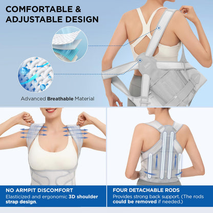 Vicorrect Posture Corrector for Women and Men: Back Support Brace Relieve Upper Back Shoulders Pain (Pink, Medium)