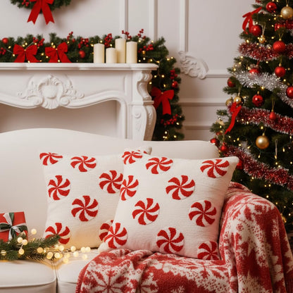 AYGXU Christmas Pillow Covers-Christmas Decor,2 Packs Candy Pillows 18 * 18in,Throw Pillows Covers for Bedroom Sofa Living Room