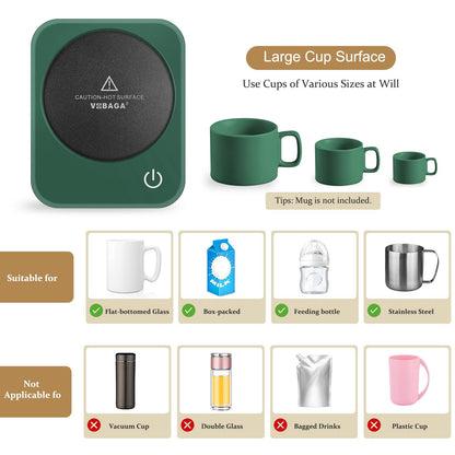 VOBAGA Mug Warmer Set, Coffee Warmer for Desk with 11oz Ceramic Mug, Auto Shut Off & 3-Temp Settings, Smart Coffee Cup Warmer, Home Office Essentials Coffee Set