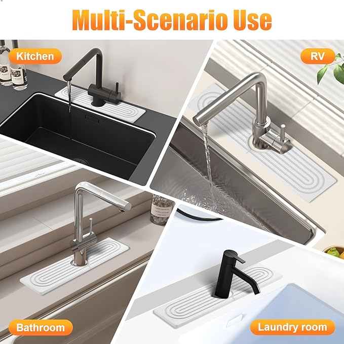 Kitchen Sink Faucet Mat, Super Absorbent Diatomaceous Earth Kitchen Sink Mat