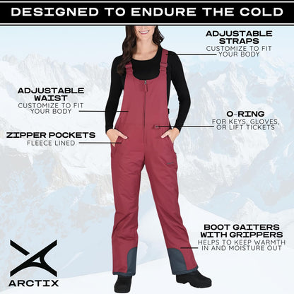 Arctix Women's Essential Insulated Bib Overalls, Crimson, X-Small Short