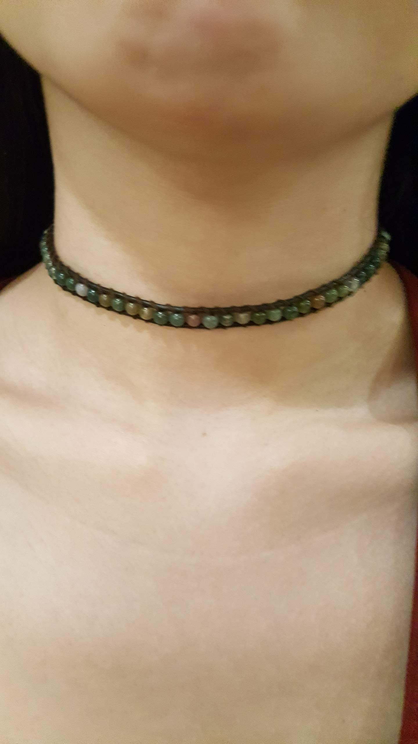 Infinityee888 Jasper 2 Wrap Bracelets and Choker woven Leather Necklace 2 in 1, Men Bracelet, Women Bracelet.