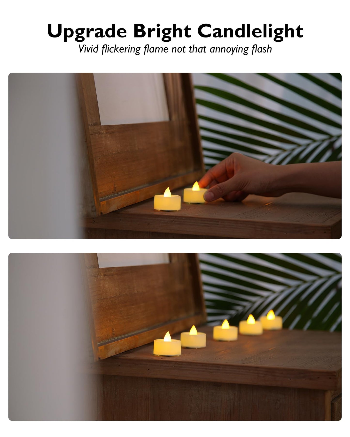 BEICHI Remote Candles, 24 Pack Timer Candle, Flameless Tea Lights Candle Battery Operated, Flickering LED Tea Lights, Timer Battery Votive Candles- Warm White- Ivory Base