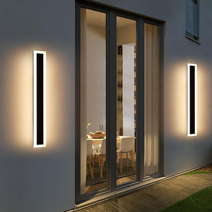 Upgrade Widened 2 Pack LED Outdoor Wall Sconce, 39.3inch Modern Minimalist Wall Mount Light, 3 Color 3000K/4500K/6000K, 36W, IP65 Waterproof, Outside Lighting Fixture for Courtyard, Balcony, Patio