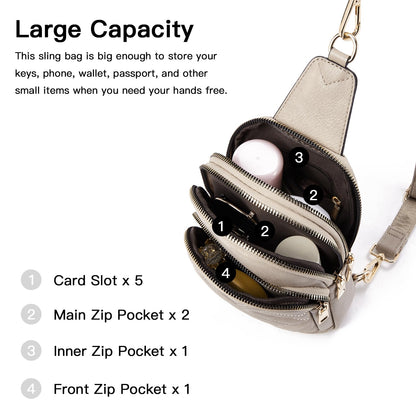Telena Crossbody Sling Bags for Women, PU Leather Fanny Packs Cross Body Bag for Woman