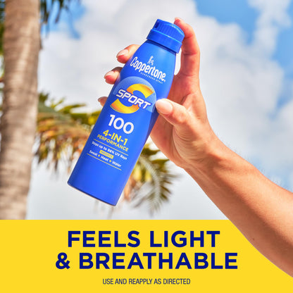 Coppertone SPORT Sunscreen Spray SPF 100, Water Resistant, Continuous Spray Sunscreen, Broad Spectrum SPF 100 Sunscreen, 5.5 Oz Spray
